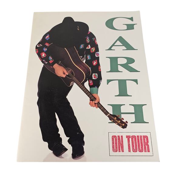 1992 Garth Brooks On Tour Concert Program Book Blue Rose Country Music 12x15" - Picture 1 of 16